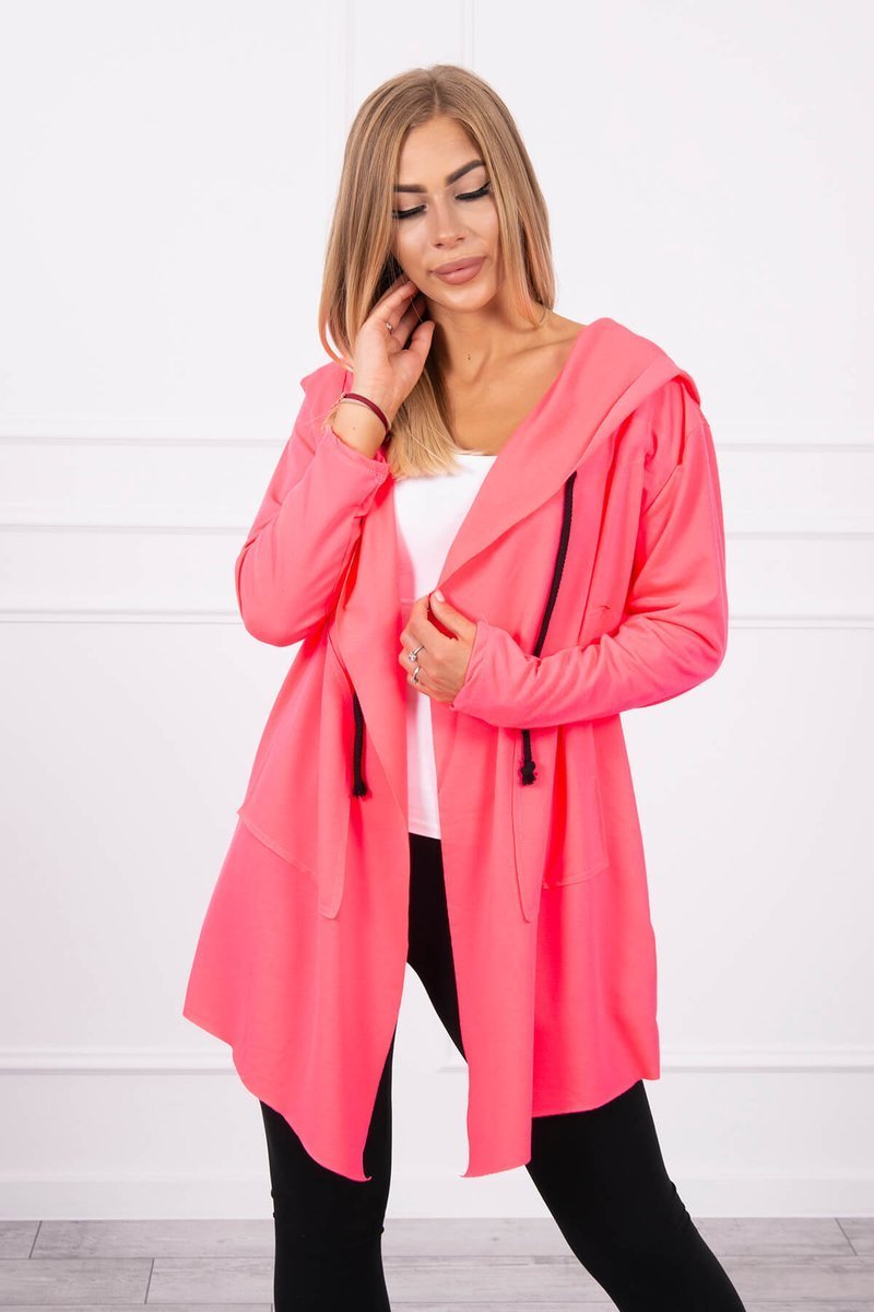 Cape With Loose Hood Pink Neon Color