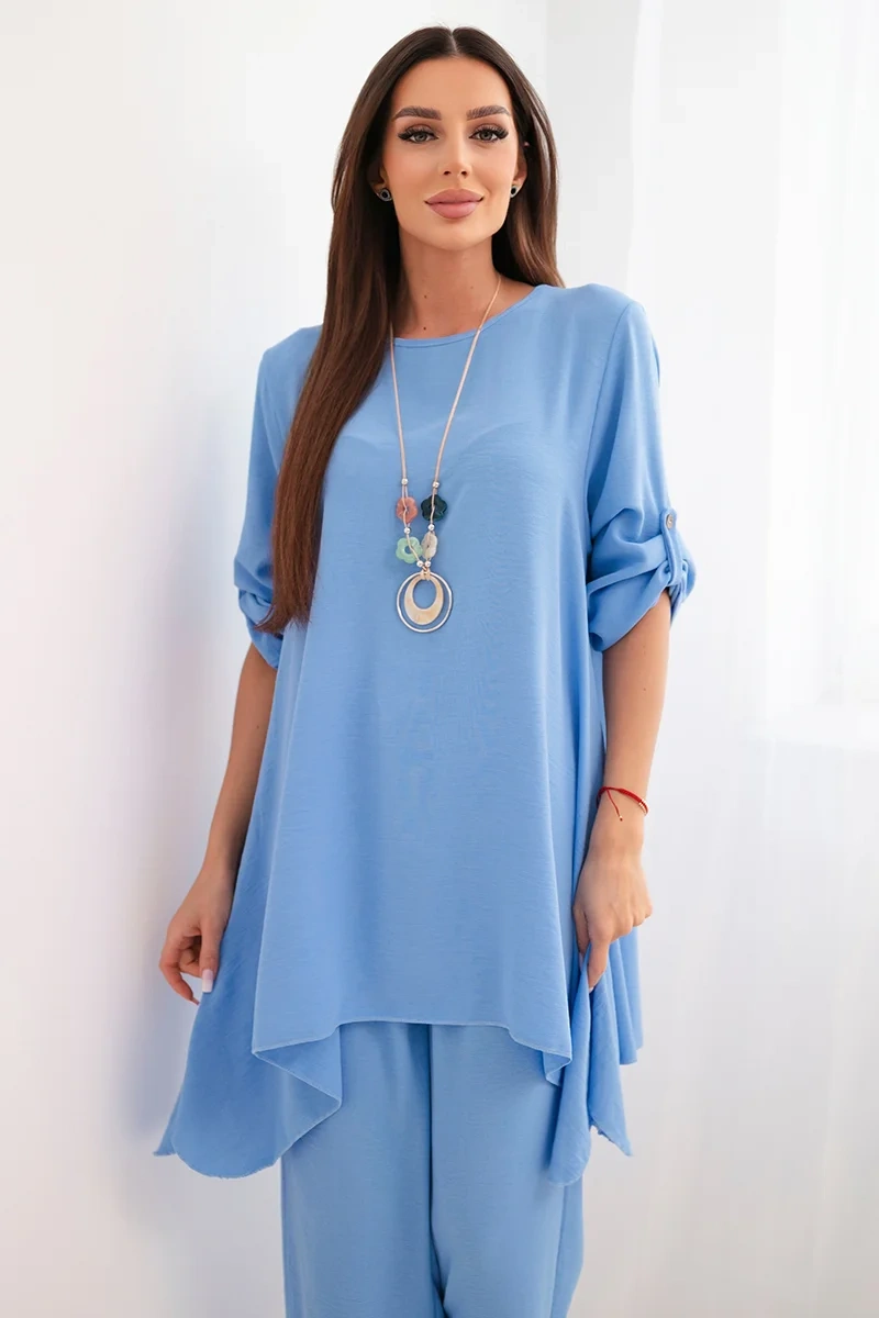 Kesi Włoski Sada blúzky + nohavice s príveskom modrý