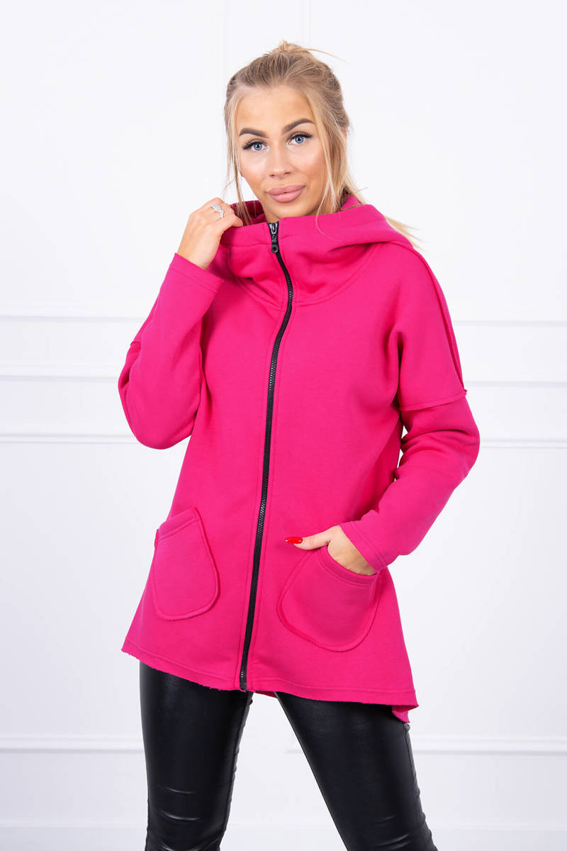 Insulated Sweatshirt With A Longer Back And Fuchsia Pockets