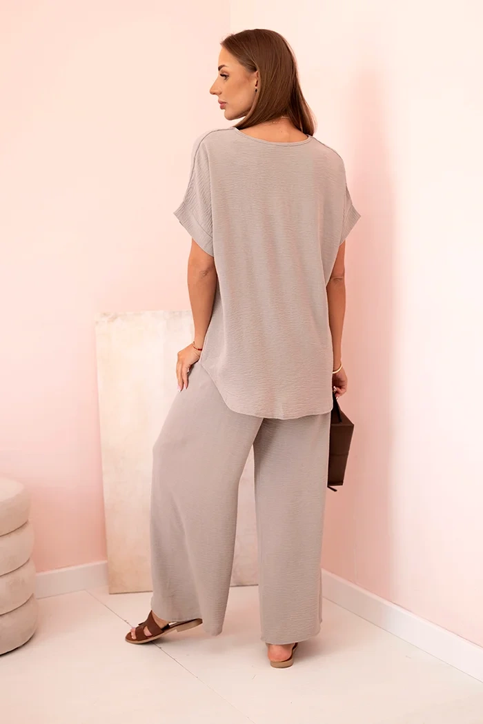 Kesi Włoski Set with necklace blouse + pants fango