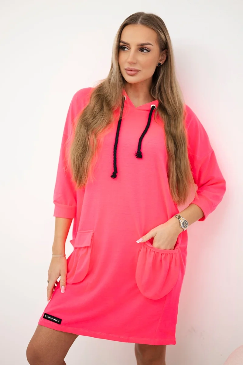 Pink neon dress with hood