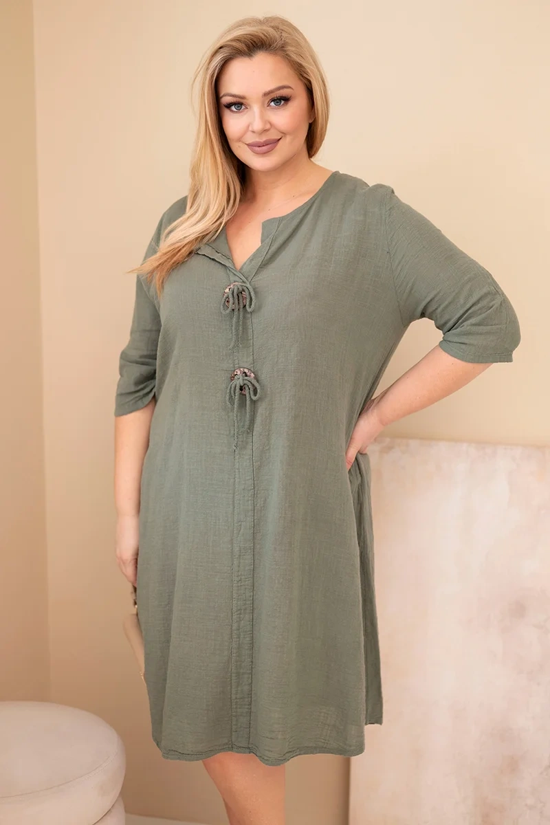 Kesi plus size šaty s ozdobným vázáním