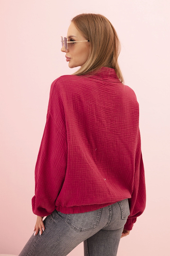 Kesi Włoski Women's muslin shirt with long sleeves plum