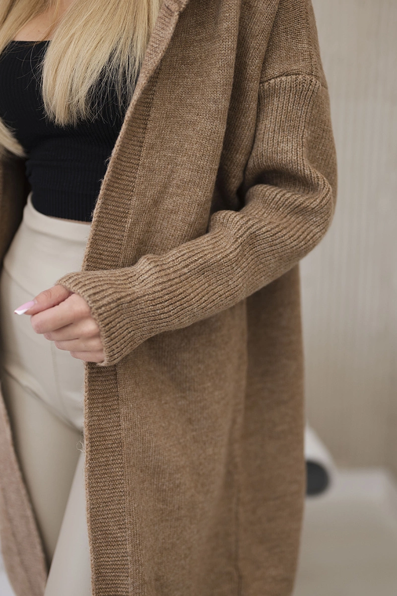 Cardigan hooded camel sweater