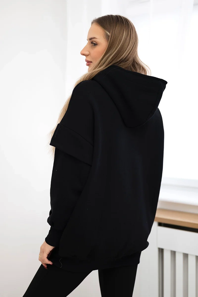 Insulated turtleneck sweatshirt black