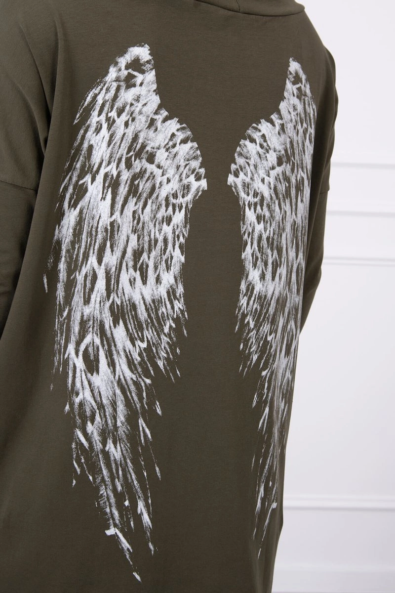 Kesi Sweatshirt with a print of wings khaki