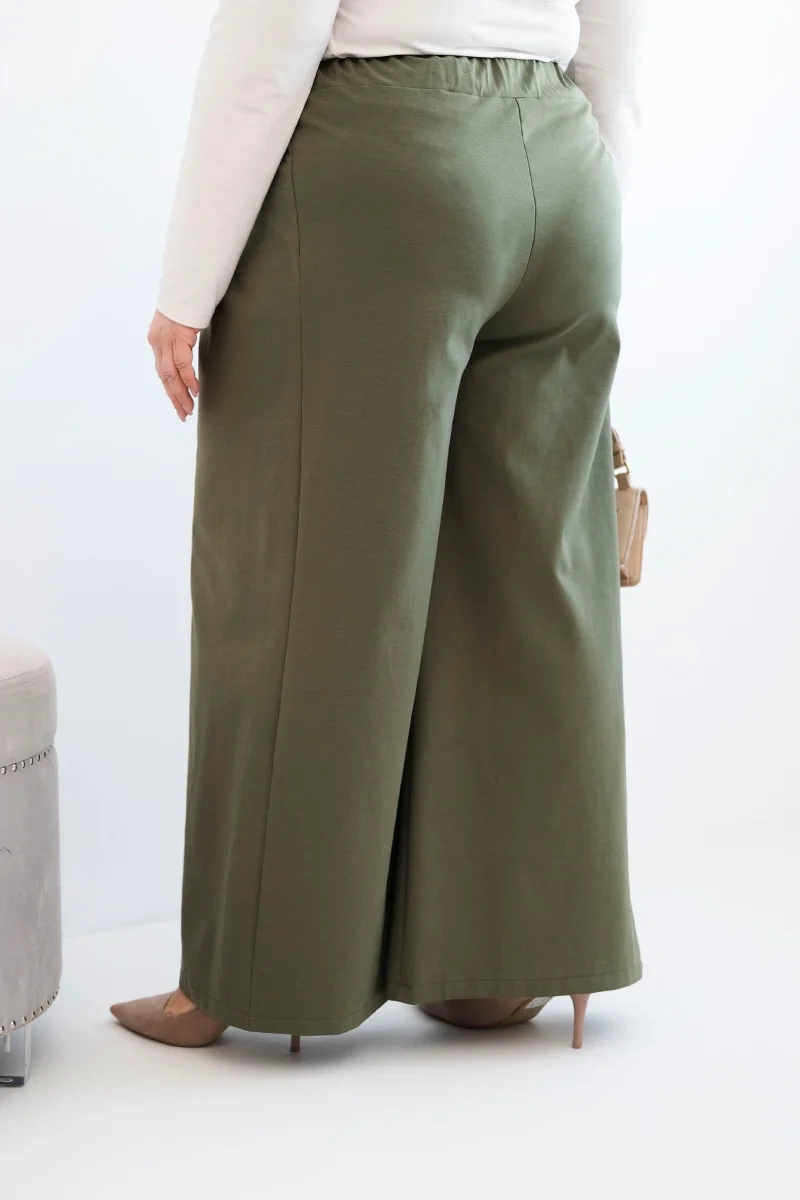 Kesi Plus Size nohavice s širokými nohavicami khaki