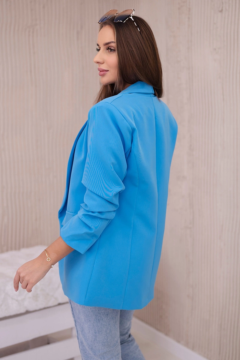 Elegant jacket with lapels gray turquoise
