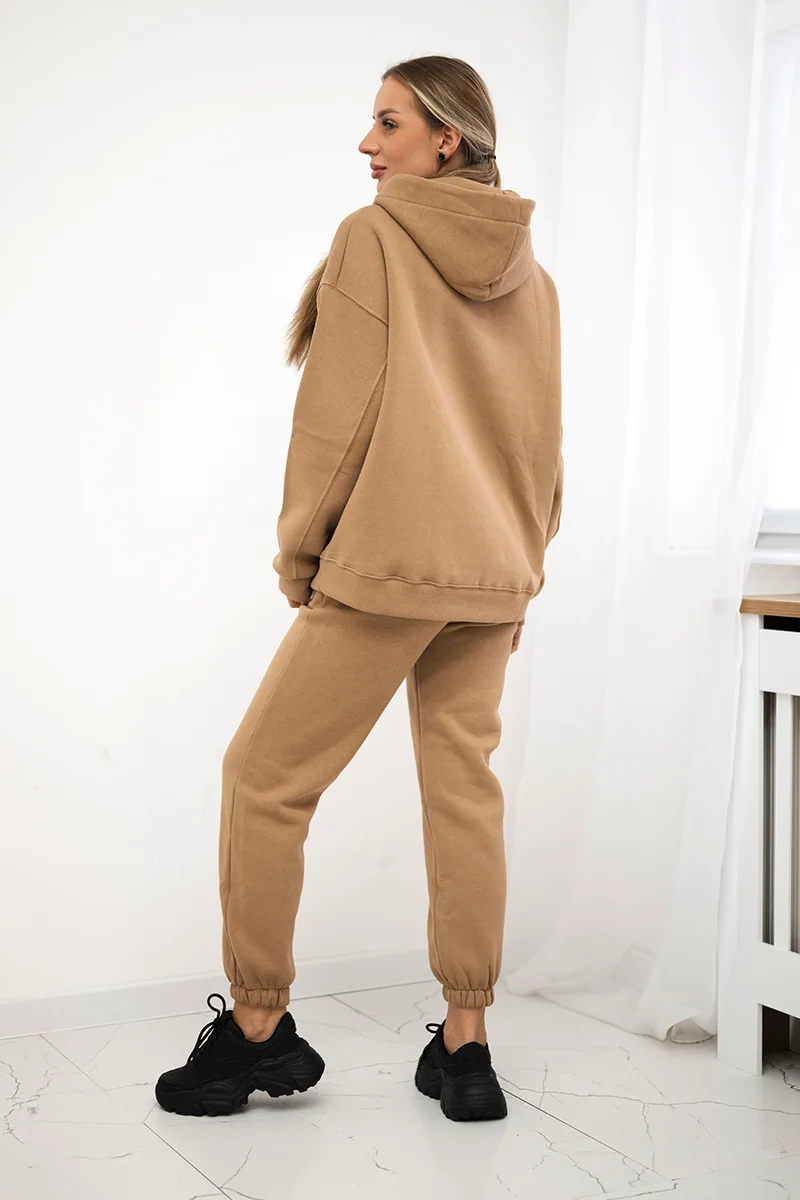 Insulated cotton set, sweatshirt + pants Brooklyn camel