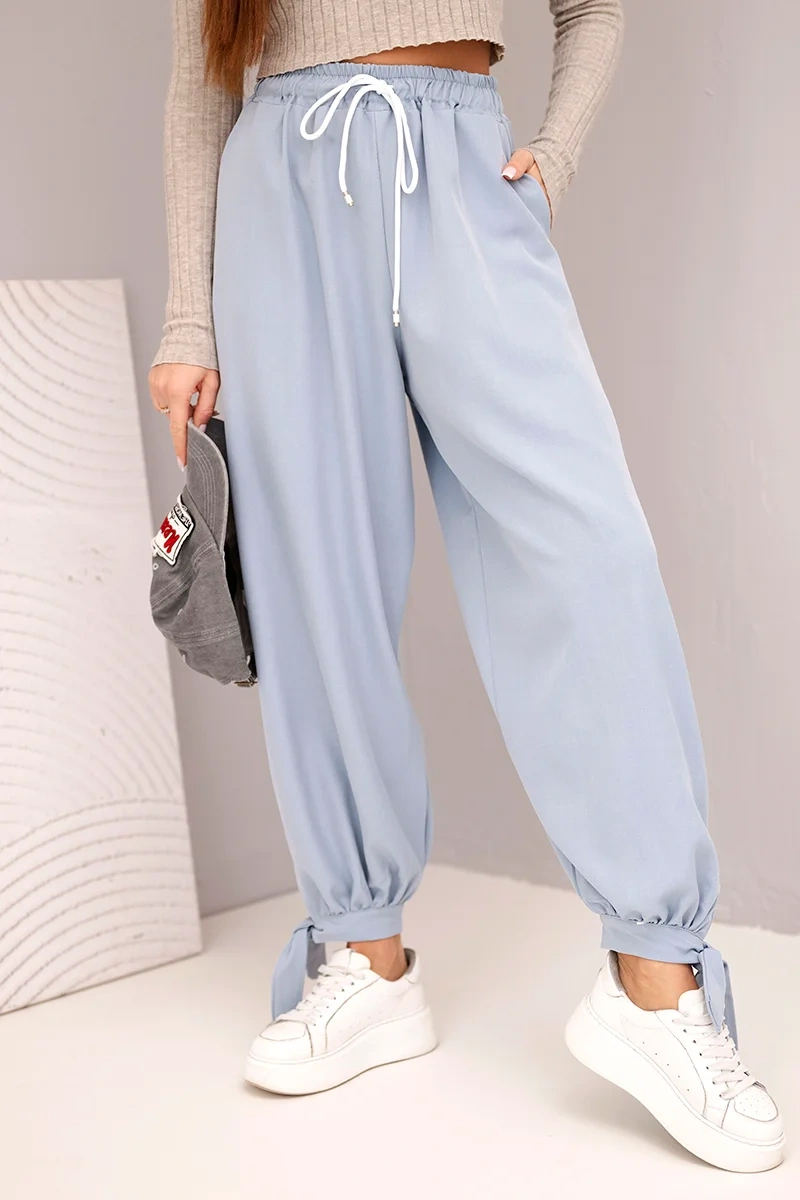 Дамски широки панталони с връзки