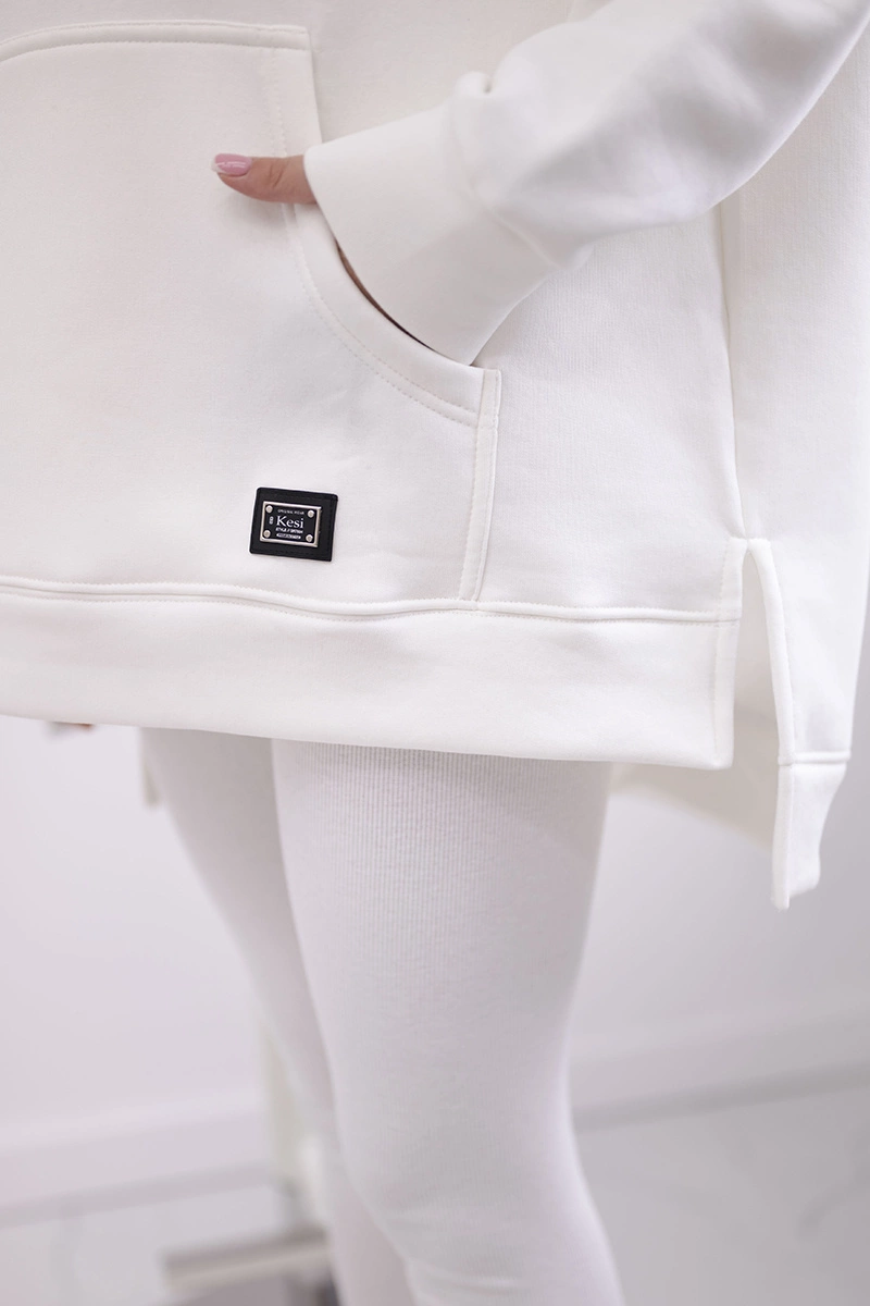 Cotton set insulated sweatshirt + leggings ecru