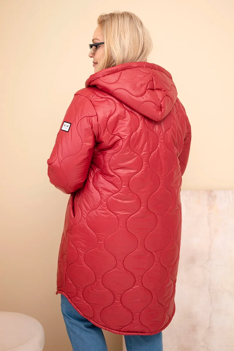 Kesi dámska zimná prešívaná bunda s kapucňou bordová