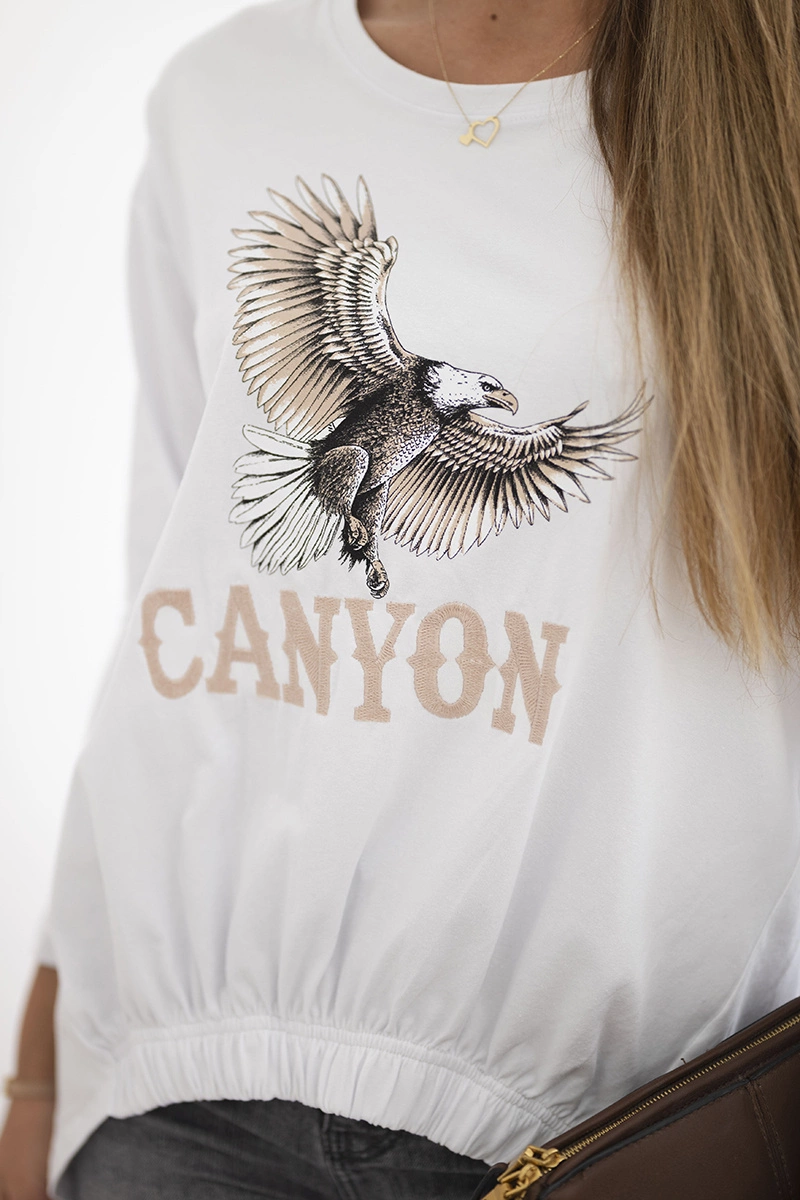 Kesi Women's blouse with eagle and Canyon inscription white