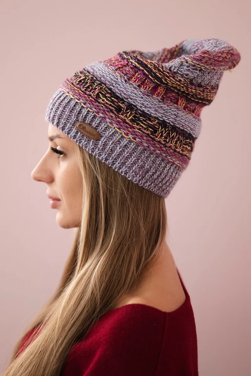Kesi Cap with fleece Patrycja K254 purple+grey