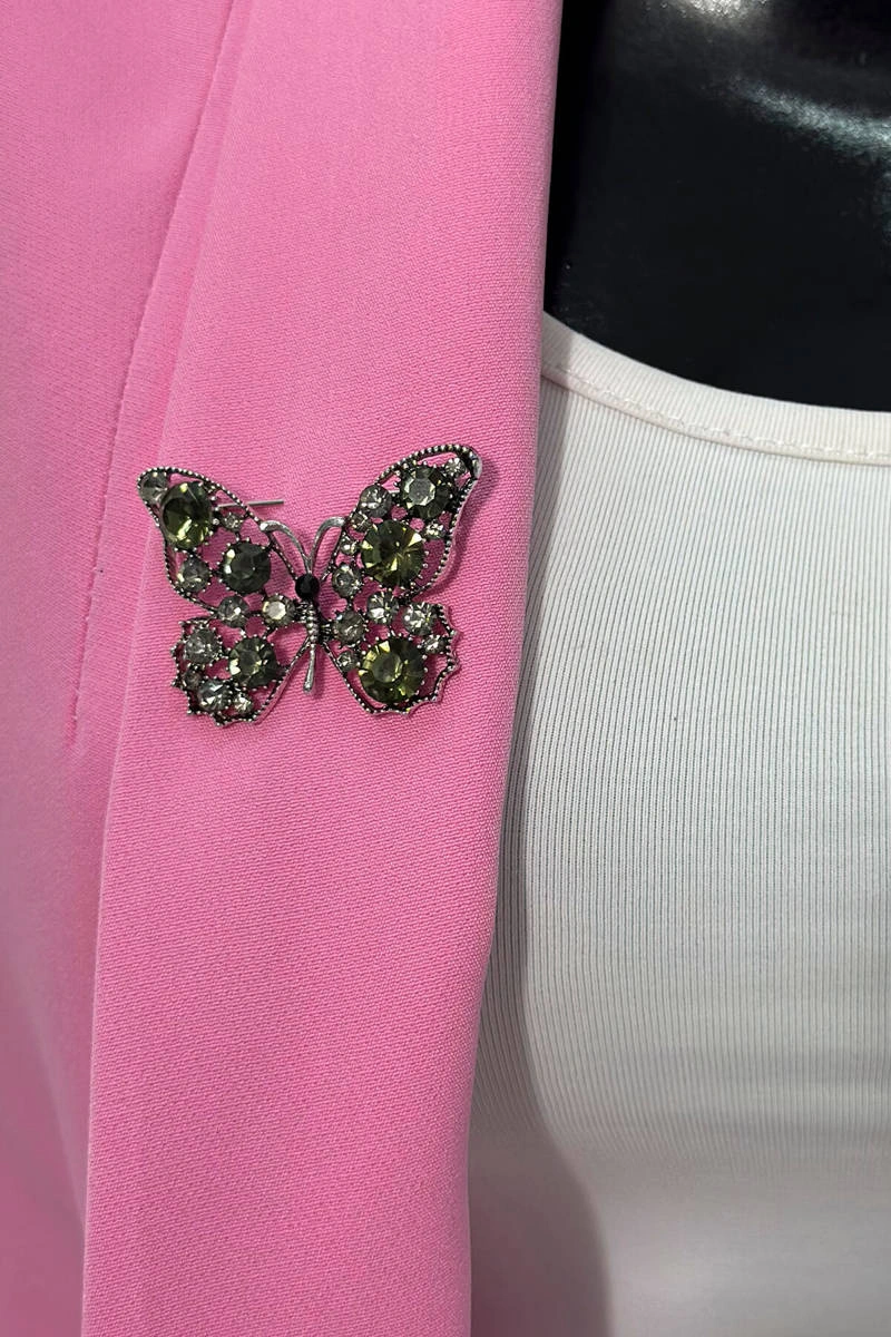 Butterfly Brooch A-2-21-7 green + silver