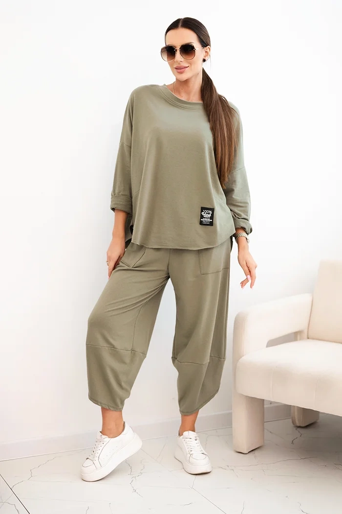Kesi Włoski Cotton set sweatshirt + pants light khaki