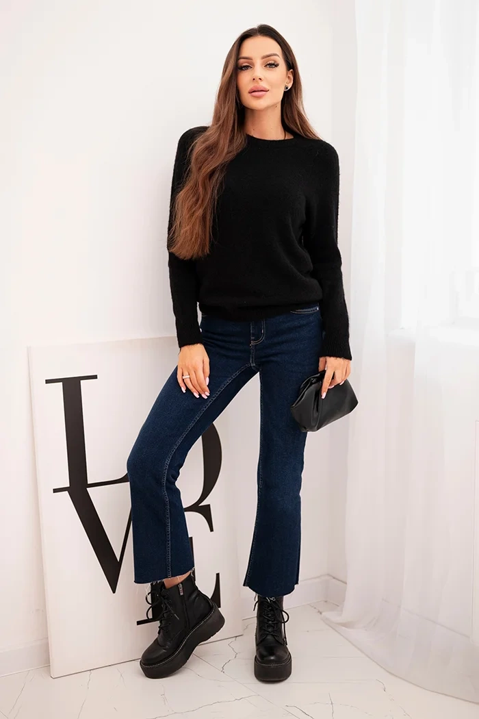 Kesi Włoski Women&#039;s sweater made of baby alpaca with long sleeves black