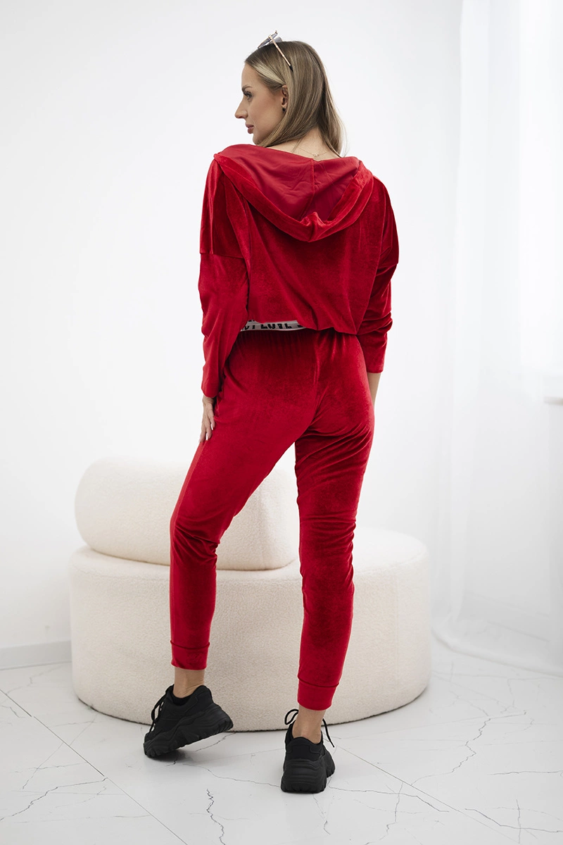 Velour set with hood red
