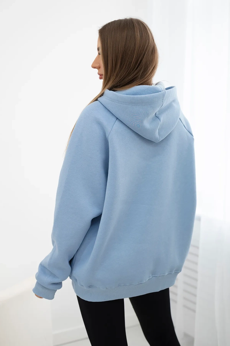 Cotton insulated hoodie in blue