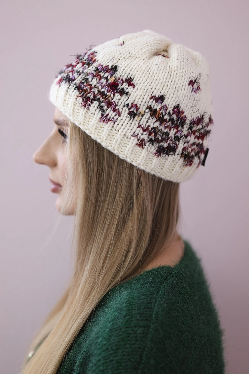 marka niezdefiniowana Women&#039;s cap Florencja K350 ecru+burgundy