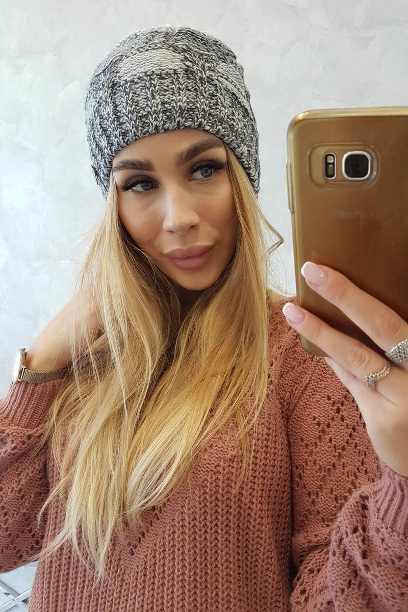 marka niezdefiniowana Cap with fleece Dolores K303 light grey+dark grey+white