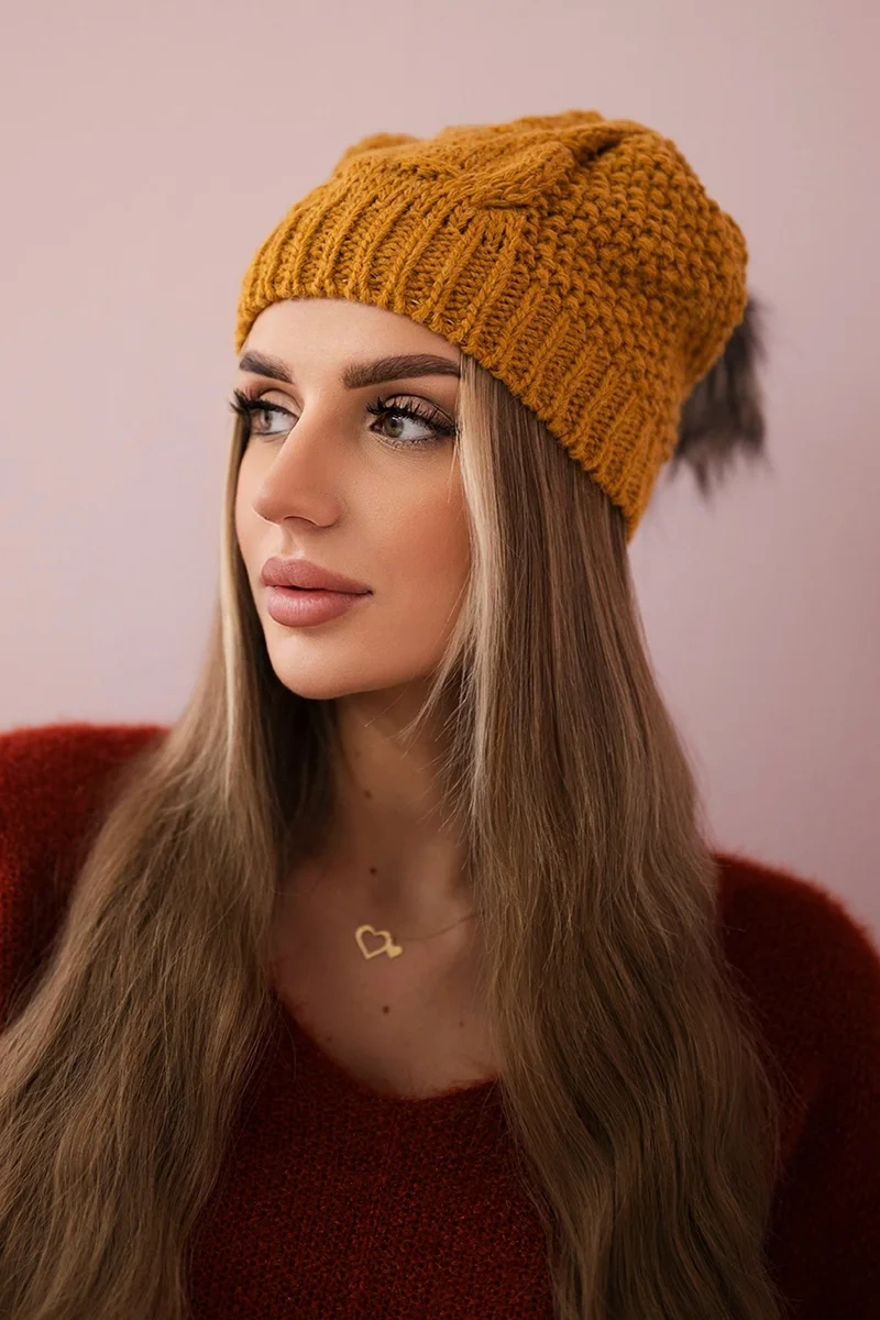 Kesi Čapica s fleece Sandra K210 horčica