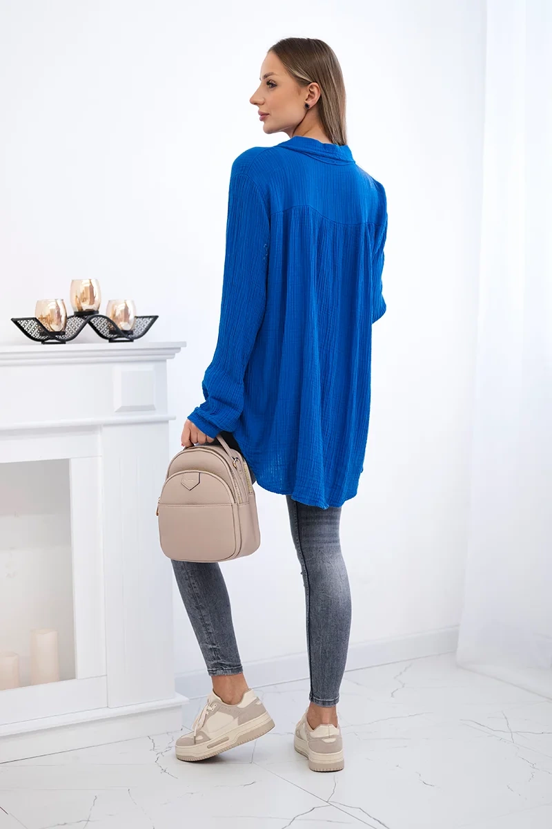 Kesi Włoski Cotton muslin shirt cornflower blue