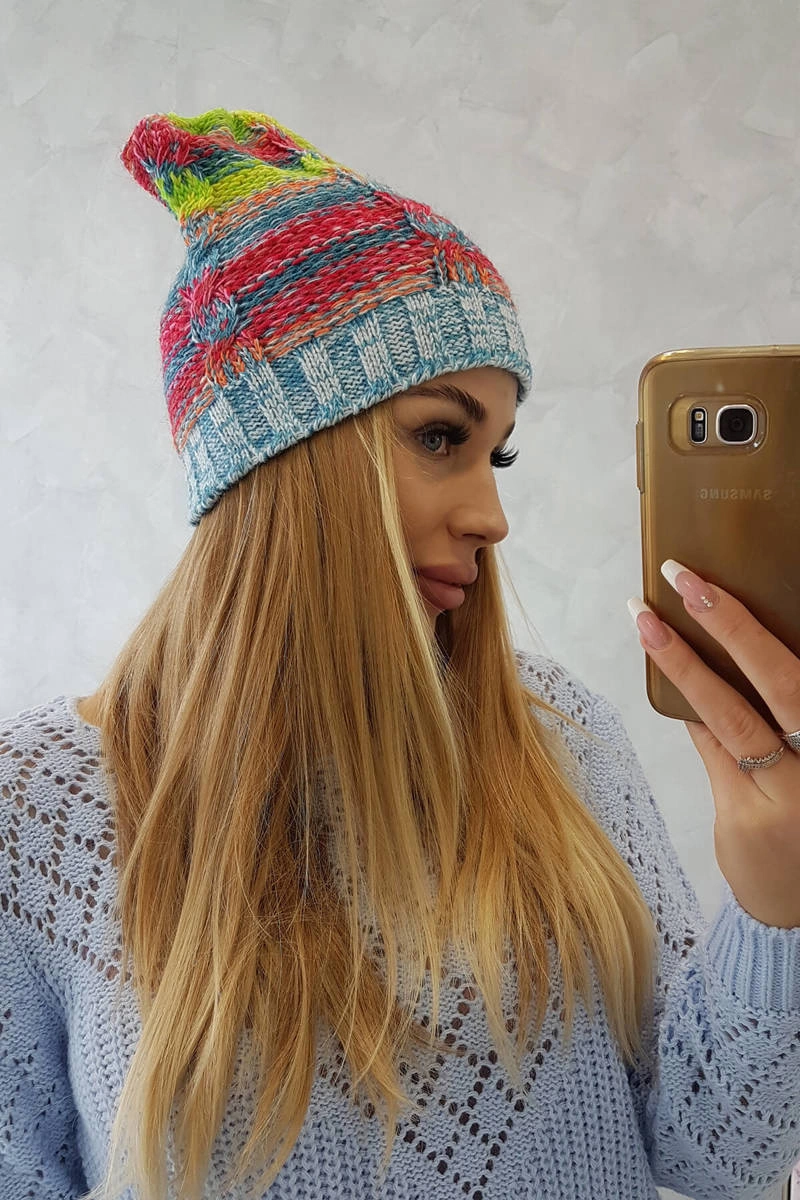 Kesi Cap with fleece Klaudia K255 yellow neon+blue