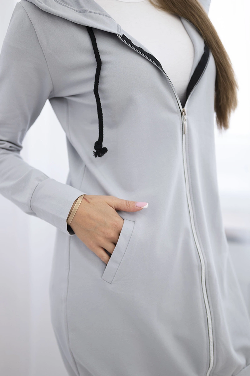 Gray dress with hood and hood