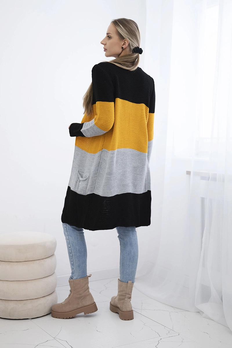 Cardigan sweater on straps black+mustard