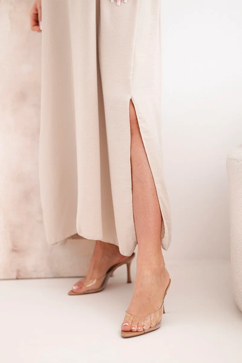 Women's dress with straps - dark beige