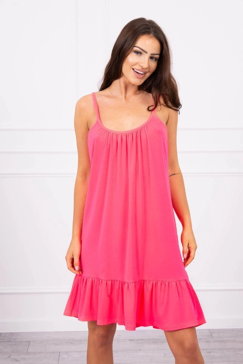 marka niezdefiniowana Dress with thin straps pink neon