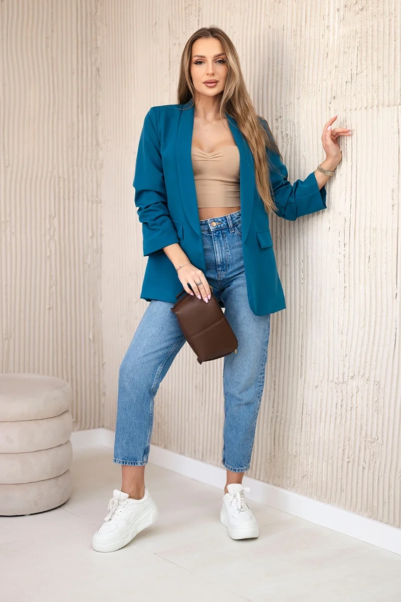 Kesi Włoski Elegant jacket with lapels Bright Marine