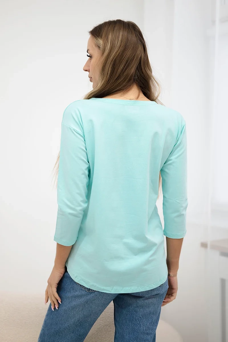 Blouse with 3D Watch mint graphics