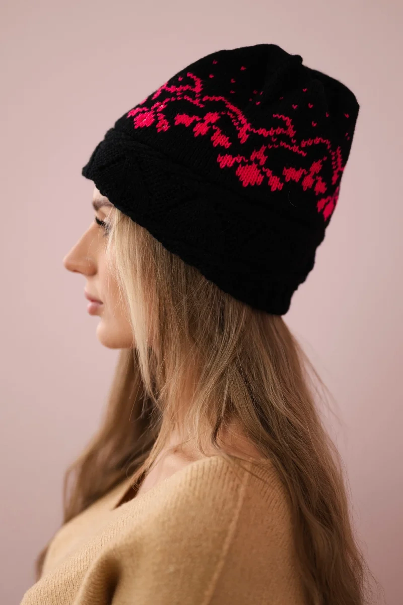 marka niezdefiniowana Women&#039;s cap Kira K374 black+pink