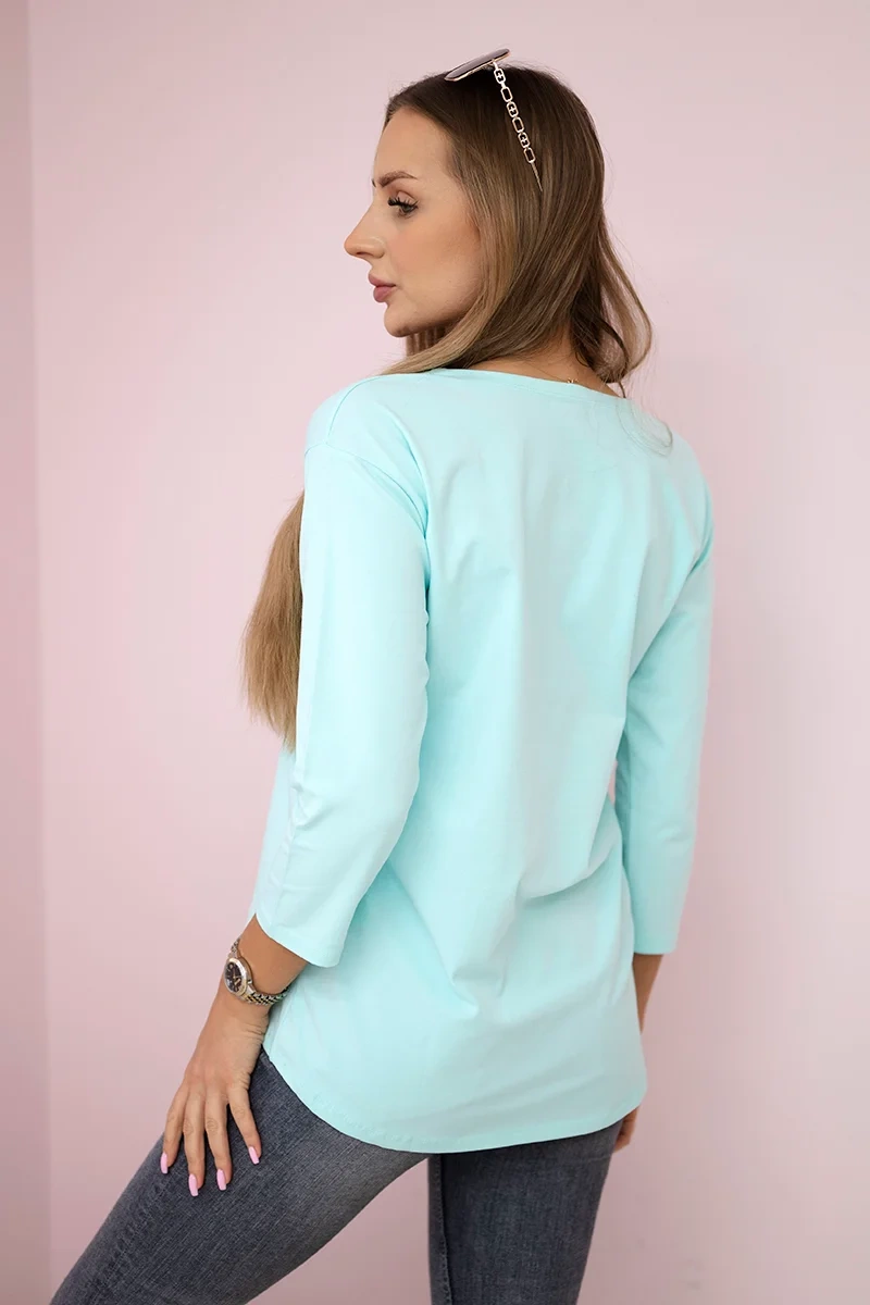 Blouse with Summer Girl mint print