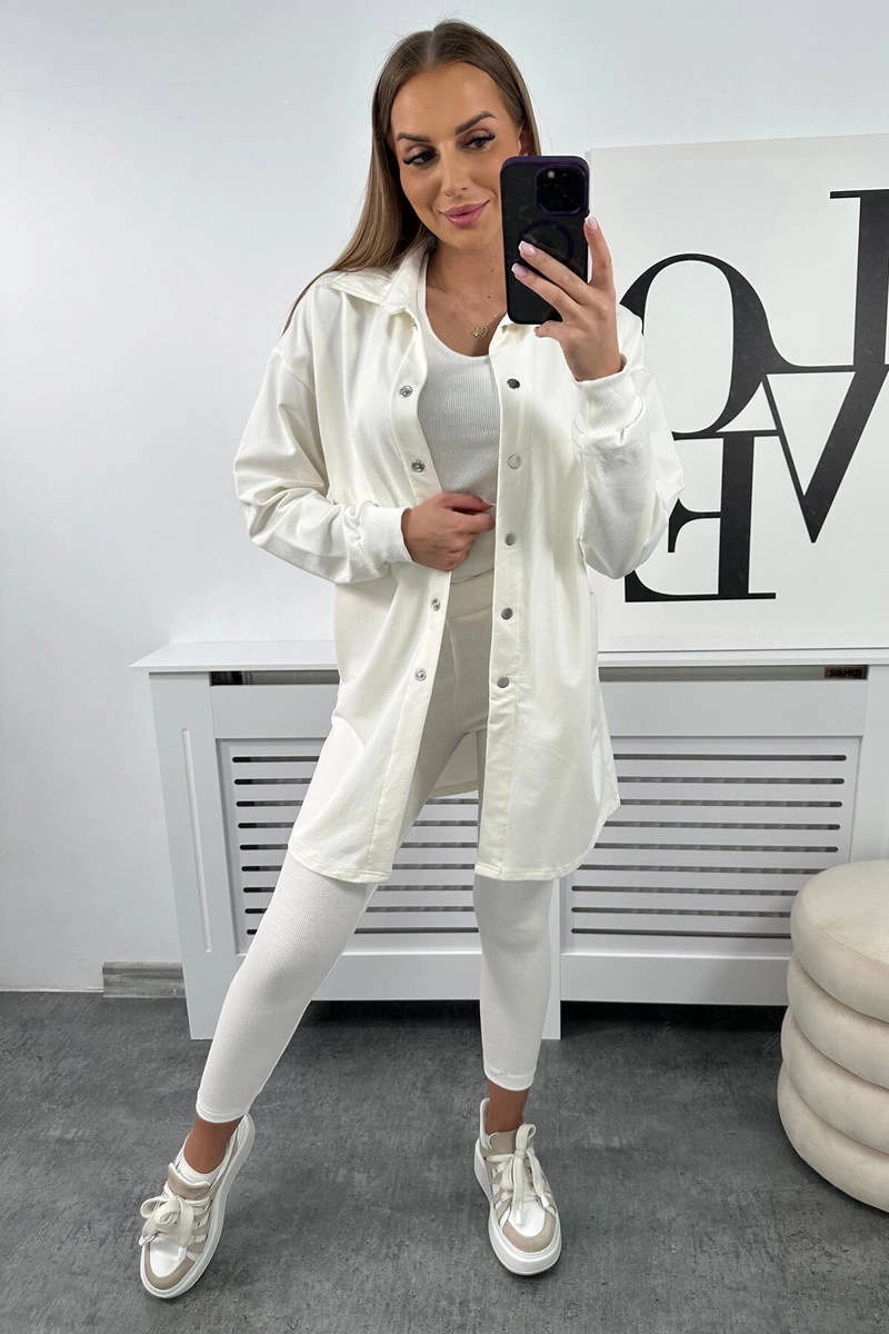 3-piece set of sweatshirt, top and leggings ecru