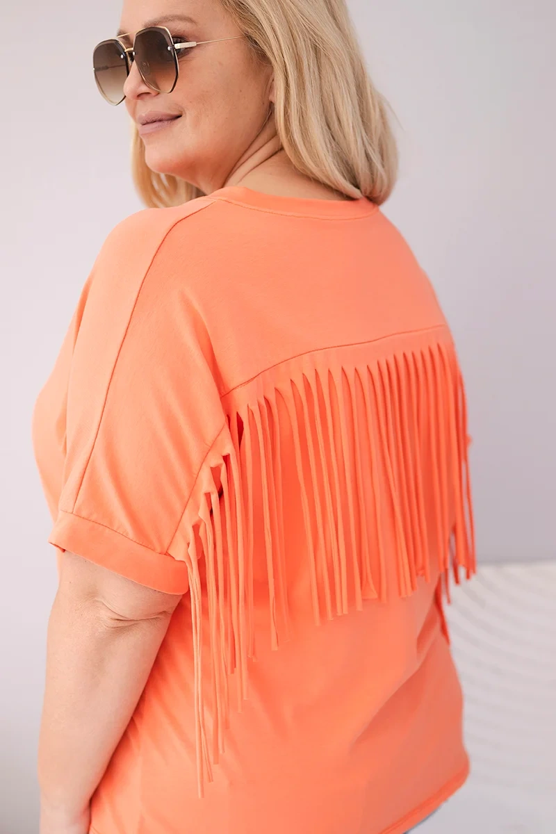 Kesi ženská halenka s výstřihem a třásněmi