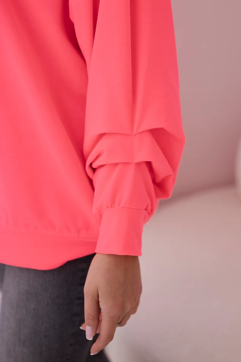 Pink Neon Cotton Blouse with Bow