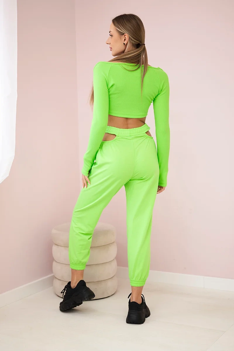 Complete with green neon blouse top