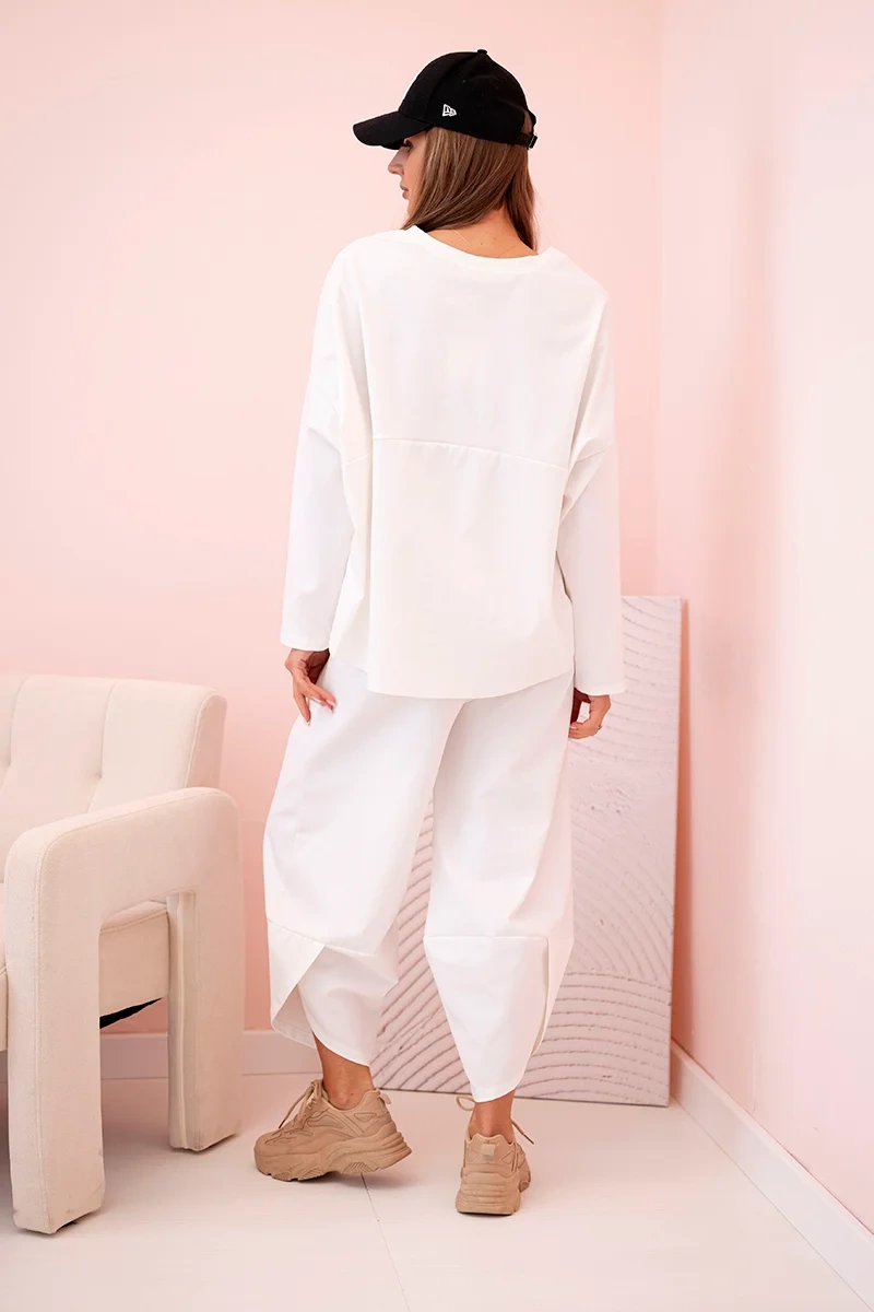Punto ecru sweatshirt and trouser set