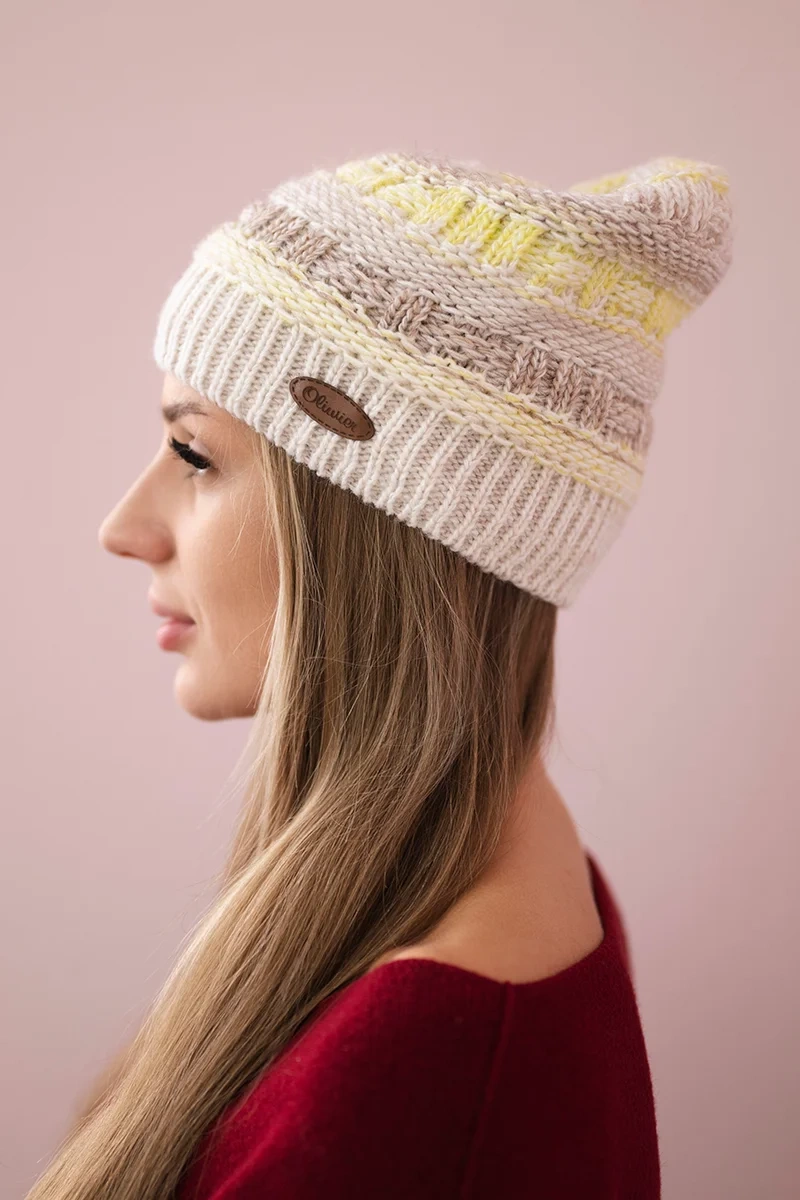 marka niezdefiniowana Cap with fleece Patrycja K254 yellow + beige