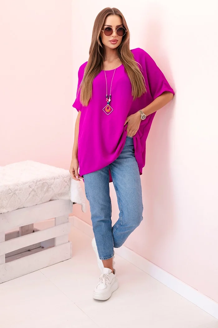 Kesi Włoski Oversized blouse with pendant aubergine