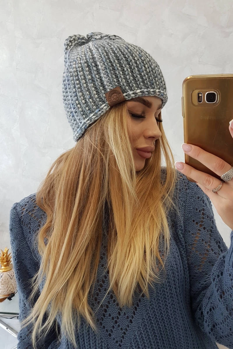 Kesi Cap with fleece Zoja K306 ecru + blue