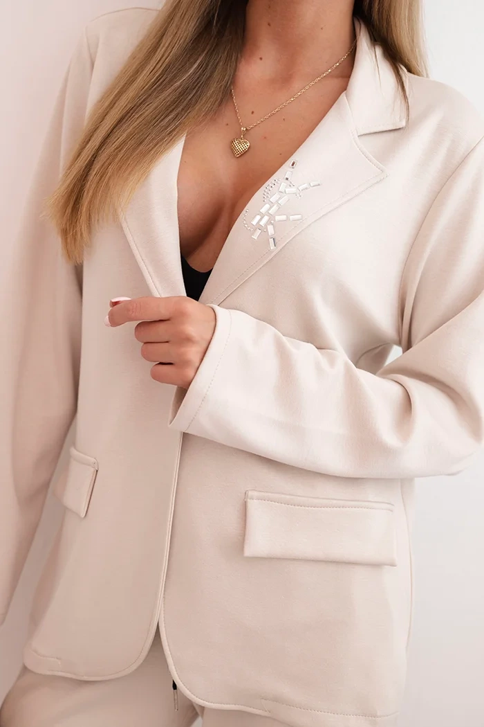 Kesi Włoski Women&#039;s set with viscose, decorated and with elastic pants beige