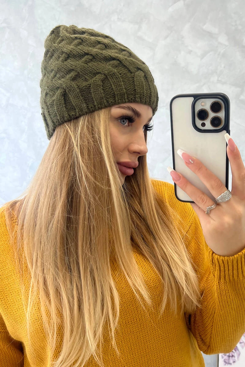 marka niezdefiniowana Cap with fleece Agnieszka K239 khaki