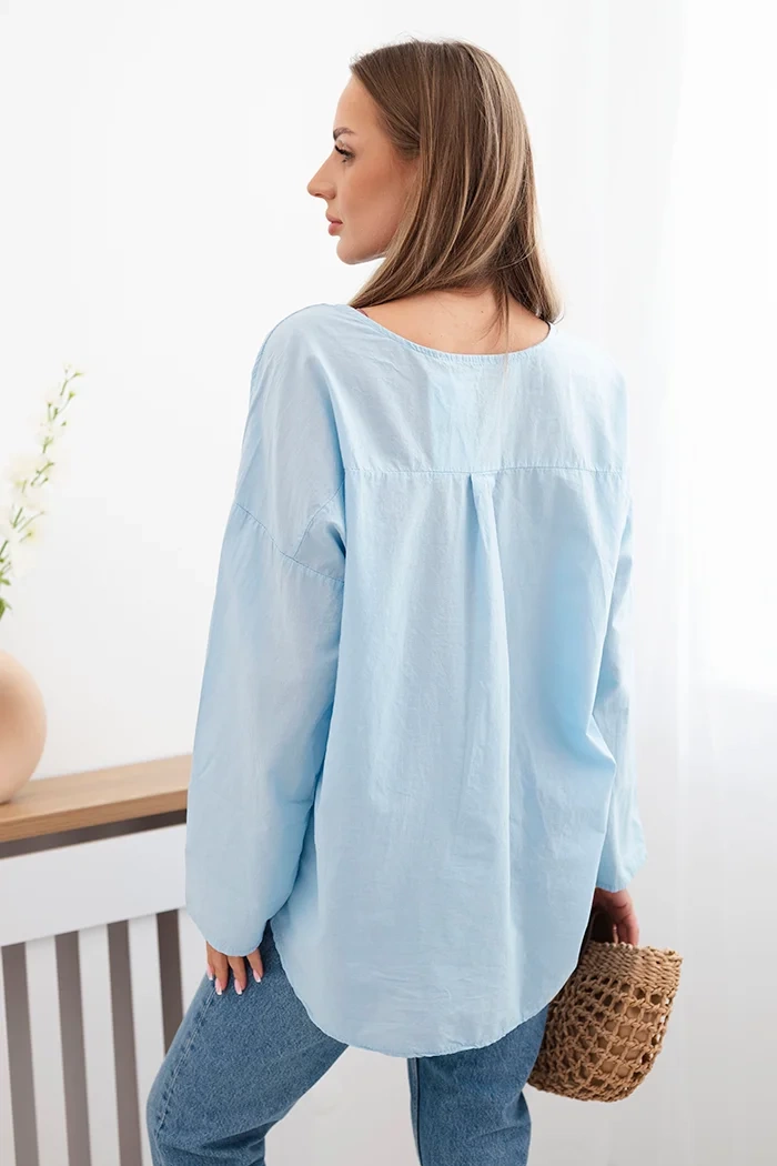 Kesi Włoski Shirt blouse with an embroidered pattern blue