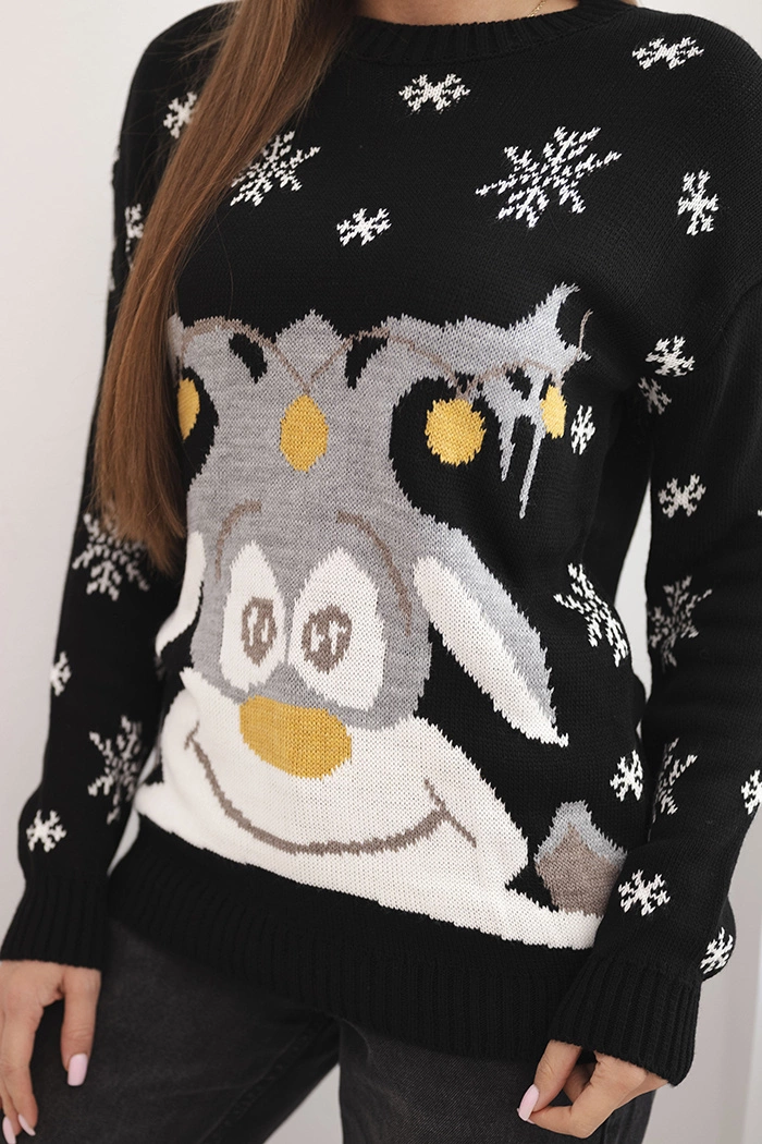 Christmas sweater with black reindeer