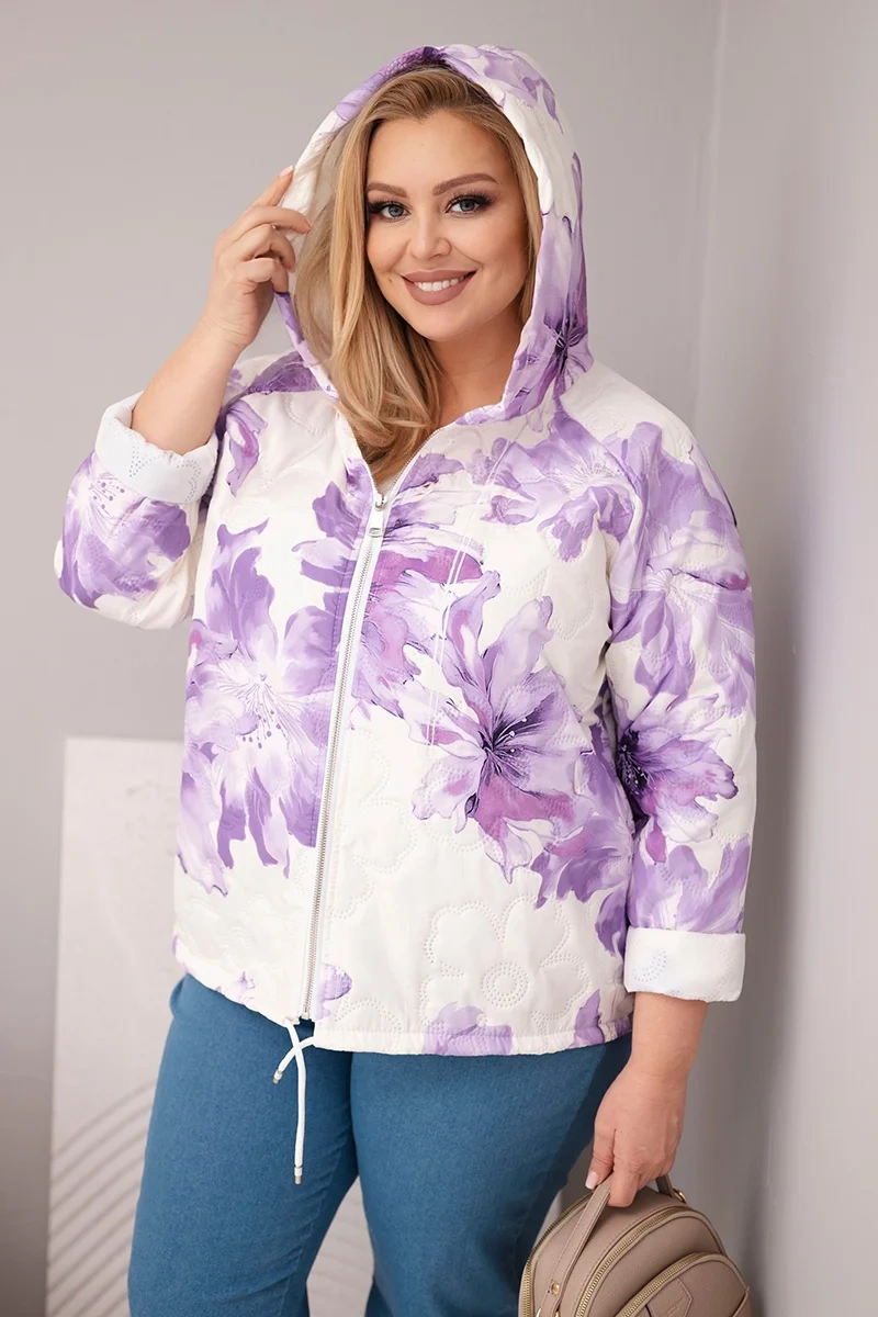 Дамско пролетно яке Kesi Plus Size с флорален мотив