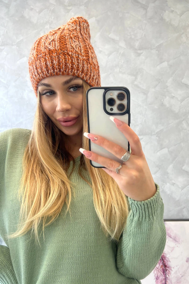 Kesi Cap with fleece Melisa K241 orange+gray